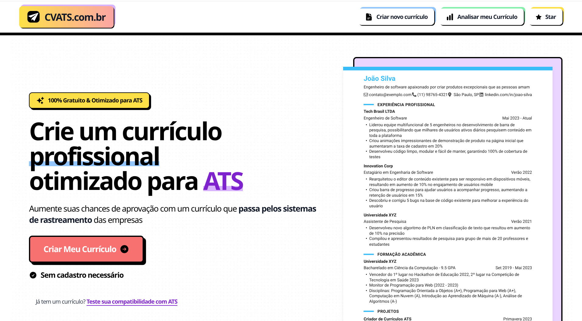 CVATS.com.br - Resume Generator and Analyzer